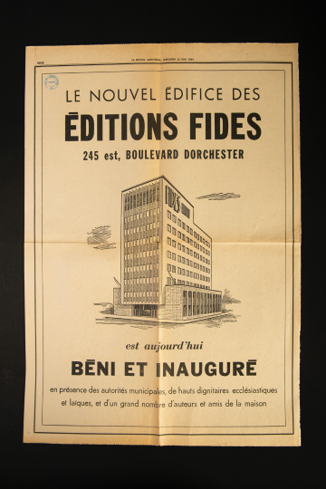 « Le nouvel édifice des Éditions Fides 245 est, Boulevard Dorchester » 